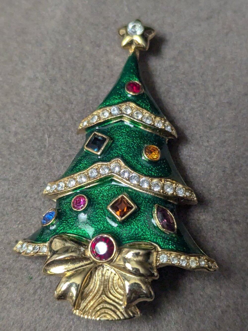 VTG Signed FM Franklin Mint Brooch Pin CHRISTMAS TREE